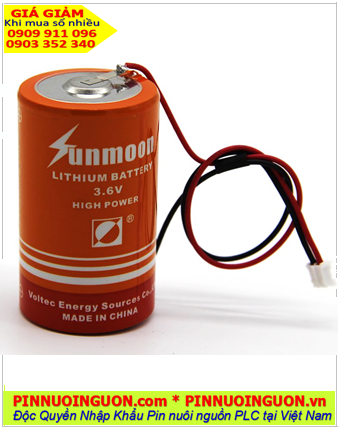 Sunmoon ER34615M (Zắc cắm); Pin nuôi nguồn Sunmoon ER34615 LI/SOCl₂ SPIRAL 3.6v 13000mAh